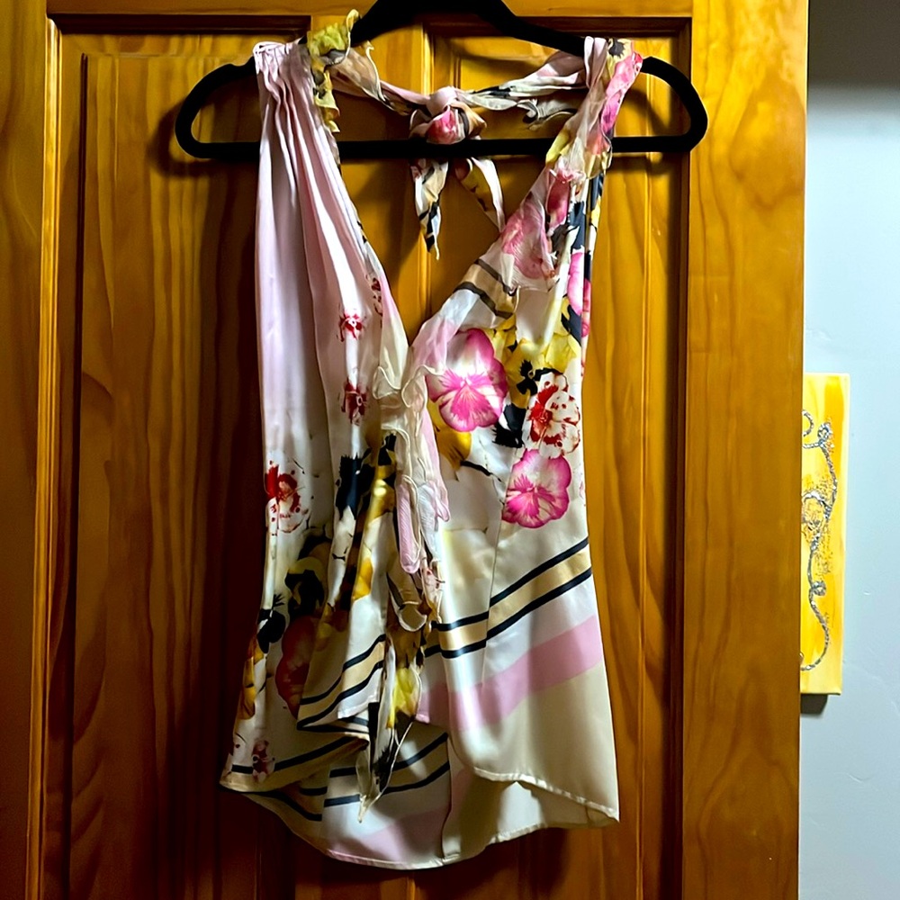 Roberto Cavalli - halter top with low sweeping back. NWOT. Size 48.